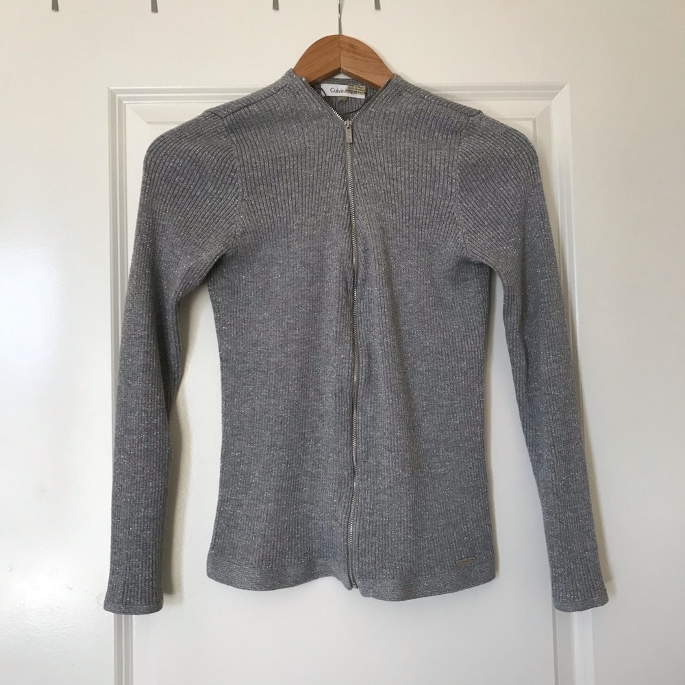 Silver Calvin Klein zip up cardigan